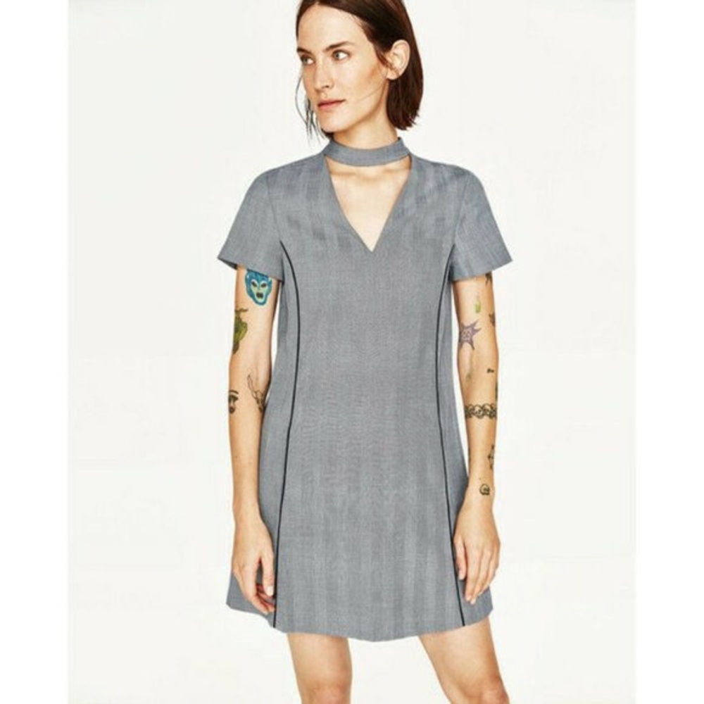 Zara blue choker mini dress